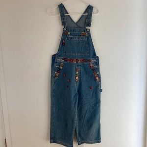 One of kind artist crop overalls